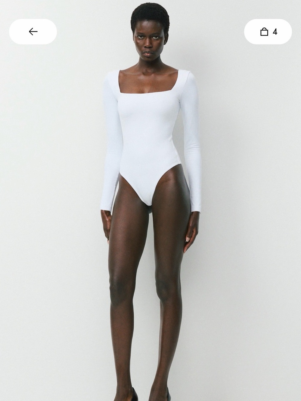 Aritzia contour White Long-Sleeve Square Neck Bodysuit
